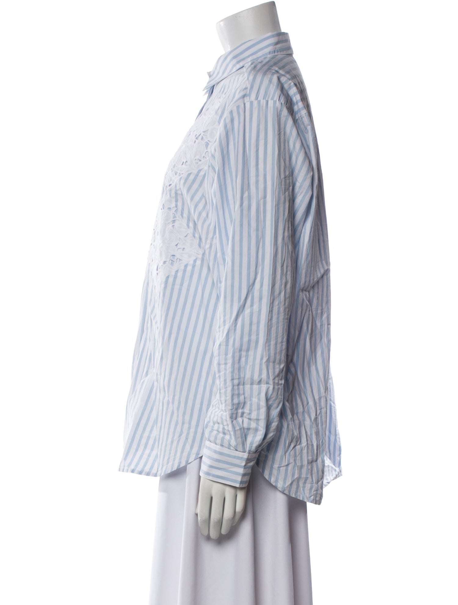 Sézane Striped Long Sleeve Button-Up Top
